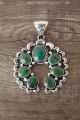 Navajo Indian Sterling Silver Green Turquoise Naja Pendant -G. James