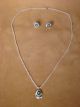 Native American Sterling Silver Turquoise Bear Paw Earrings & Necklace Set!