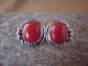 Navajo Sterling Silver Coral Post Earrings by Delores Cadman