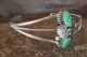 Zuni Indian Jewelry Sterling Silver Green Opal Leaf Cuff Bracelet - Max C.