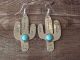 Navajo Indian Nickel Silver Turquoise Cactus Dangle Earrings - Tolta