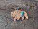 Navajo Indian Copper & Turquoise Bison Pendant - Bobby Cleveland