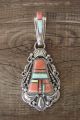 Navajo Jewelry Sterling Silver Spiny Oyster Opal Pendant! - L. James