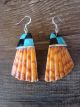 Native American Sterling Silver Spiny Oyster Dangle Earrings! - Calabaza