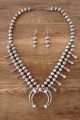 Navajo Sterling Silver Squash Blossom Necklace and Earring Set - Martin