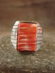 Navajo Indian Sterling Silver Spiny Oyster Ring by Trevor Jack - Size 9