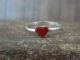 Zuni Indian Sterling Silver Coral Heart Ring by Rosetta - Size 7