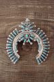 Zuni Indian Sterling Silver Needle Point Turquoise Naja Pendant - LM