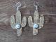 Navajo Indian Nickel Silver Howlite Cactus Dangle Earrings - Tolta