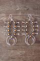 Navajo Sterling Silver Spiny Oyster Squash Blossom Dangle Earrings 