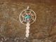 Navajo Handmade Sterling Silver Turquoise Dreamcatcher Pendant