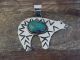 Navajo Indian Nickel Silver & Turquoise Bear Pendant- Cleveland