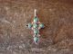 Zuni Indian Sterling Silver Turquoise Cross Pendant Signed DB