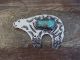 Navajo Indian Nickel Silver & Turquoise Bear Pin- Cleveland