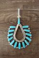Zuni Indian Jewelry Sterling Silver Turquoise Pendant - C. Hattie 