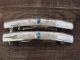 Navajo Indian Jewelry Nickel Silver Turquoise Hand Stamped Hair Barrette Set (2)