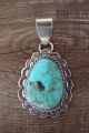 Navajo Sterling Silver Turquoise Pendant - Harold Joe