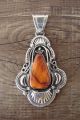 Native American Jewelry Sterling Silver Spiny Oyster Pendant - Russell Sam