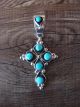 Zuni Indian Sterling Silver Turquoise Cross Pendant by Booqua