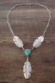Navajo Jewelry Turquoise Sterling Silver Feather Link Necklace by Ben Begay