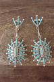Zuni Indian Jewelry Sterling Silver Needle Point Turquoise Post Earrings! Cecilia Lasiloo