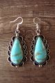Navajo Indian Nickel Silver Turquoise Dangle Earrings by Jackie Cleveland