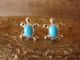 Zuni Indian Sterling Silver Turquoise Turtle Post Earrings - Kinsel