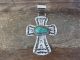 Navajo Indian Nickel Silver & Turquoise Cross Pendant- Cleveland