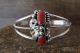 Navajo Indian Jewelry Sterling Silver Coral 2 Stone Cuff Bracelet by M. Calladitto
