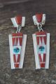 Zuni Sterling Silver Coral Inlay Sunface Post Earrings - Edaakie