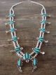 Navajo Nickel Silver Floral Turquoise Squash Blossom Necklace by Bobby Cleveland