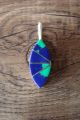 Navajo Indian Sterling Silver Azurite Inlay Pendant by KS