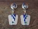 Zuni Sterling Silver Turquoise Lapis MOP Inlay Sunface Post Earrings - Edaakie