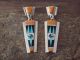 Zuni Sterling Silver Spiny Oyster Turquoise Inlay Sunface Post Earrings - Edaakie