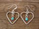Navajo Indian Sterling Silver Rope & Turquoise Heart Dangle Earrings by Sylvia Chee