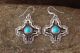 Navajo Sterling Silver Turquoise Zia Dangle Earrings by Spencer