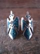 Navajo Sterling Silver Turquoise & Coral Chip Peyote Bird Inlay  Post Earrings - Yazzie