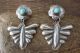 Navajo Hand Stamped Sterling Silver Turquoise Post Earrings by Yazzie
