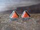 Zuni Indian Sterling Silver Spiny Oyster Triangle  Post Earrings by Cachini