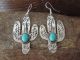 Navajo Indian Nickel Silver Turquoise Cactus Dangle Earrings by Tolta