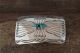 Navajo Hand Stamped Sterling Silver Turquoise Belt Buckle 