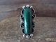 Navajo Indian Jewelry Nickel Silver Malachite Ring Size 8 1/2- J. Cleveland