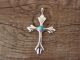 Small Zuni Jewelry Sterling Silver Turquoise Cross Pendant - Lorraine Chee
