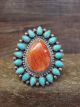 Navajo Indian Sterling Silver Spiny & Turquoise Cluster Ring - Lewis - Size 7