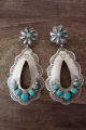 Navajo Sterling Silver Hand Stamped Turquoise Concho Post Earrings! by RL