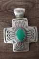 Navajo Jewelry Sterling Silver Turquoise Cross Pendant! - L. James