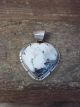 Navajo Indian Sterling Silver White Buffalo Turquoise Heart Pendant - SE