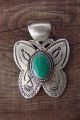 Navajo Jewelry Sterling Silver Turquoise Butterfly Pendant! - L. James