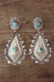 Navajo Sterling Silver Hand Stamped Turquoise Post Earrings! by RL