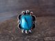 Navajo Indian Jewelry Nickel Silver Turquoise Ring Size 7 - J. Cleveland